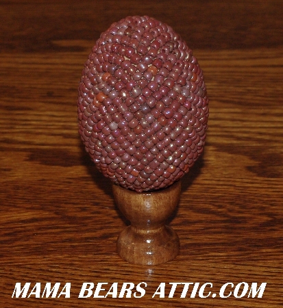 +MBA #5607-166  "Multi Brown Glass Bead Egg With Stand"