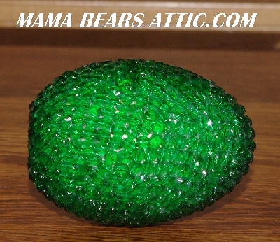+MBA #5607-176  "Green Fire Polished Glass Bead With Stand"