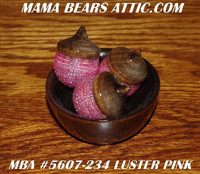 +MBA MBA #5607-234  "Set Of 3 Luster Pink Glass Beaded Acorns With Bowl"
