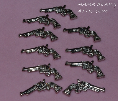 +MBA #5608-174  "Set Of (10) Silver Tone Metal Six Shooter Embellishments"