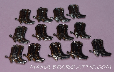 +MBA #5608-147   "Set Of (12) Silvertone Metal Cowboy Boot Embellishments"