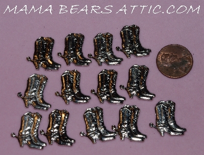 +MBA #5608-147   "Set Of (12) Silvertone Metal Cowboy Boot Embellishments"