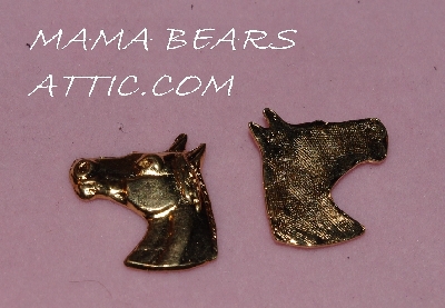 +MBA #5608-170  "Set Of (12) Gold Tone Metal Horse Head Embellishments"