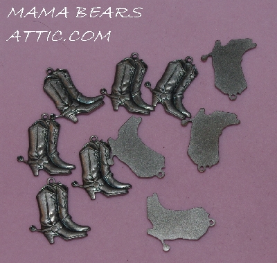 +MBA #5608-155  "Set Of (10) Pewter Cow Boy Boot Charms"