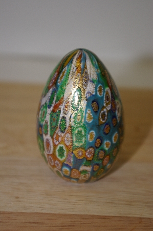 +MBA #10-082   "Bucella Cristalli Murano Millefiori Hand Crafted Glass Egg