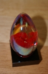 +MBA #10-090  "1985 Hand Crafted Red Flower Glass Egg