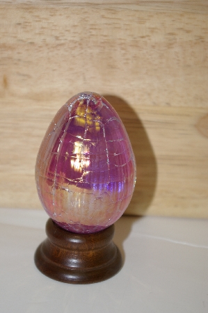 +MBA #10-214  1989 Hand Crafted Artist Signed & Dated Pink Opalescent Egg