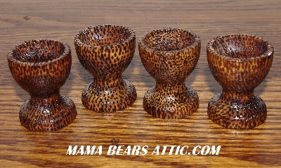 +MBA #5608-206  "Set Of 4 Fancy Wood Egg Cup Stands"