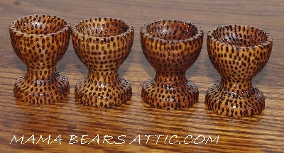 +MBA #5608-214  "Set Of 4 Fancy Wood Egg Cup Stands"