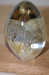 +MBA #10-107  1985 Artist Signed & Dated Hand Crafted Clear Large Glass Flower Egg