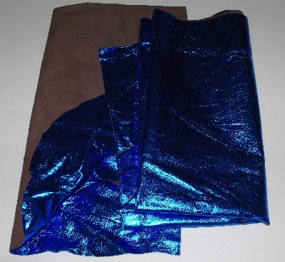 +MBA #5610-001  "1990's Tandy Leather (2) Piece Blue Metallic Pigskin Suede"