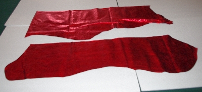 +MBA #5610-0020  "1990's Tandy Leather (2) Pieces Of Red Metallic Pigskin Suede"