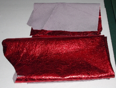 +MBA #5610-0020  "1990's Tandy Leather (2) Pieces Of Red Metallic Pigskin Suede"