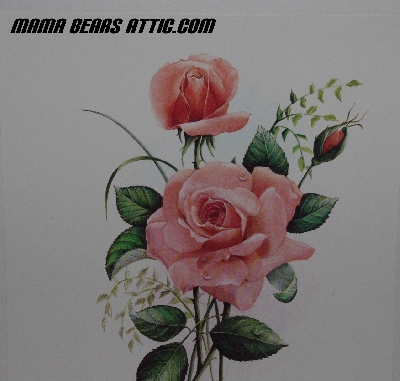 +MBA #5610-0075  "1994 Manor Art "Peach Roses By Reina" #408 Lithograph"
