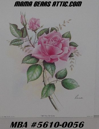 +MBA #5610-0056  "1994 Manor Art "Pink Roses By Reina" #409 Lithograph"