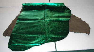 +MBA #5610-158  "1990's Tandy Leather Green Metallic Pigskin Suede Hide"