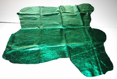 +MBA #5610-151 "1990's Tandy Leather Green Metallic Green Pigskin Suede Hide"