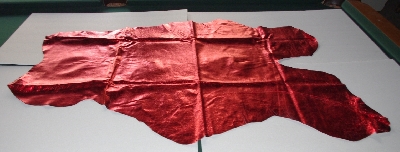 +MBA #5610-196 "1990's Tandy Leather Red Metallic Pigskin Suede Hide"