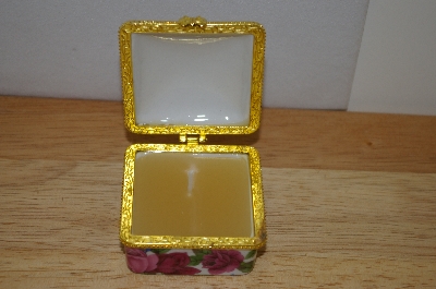 +Multi Colored Roses Square Porcelin Trinket Box With Candle
