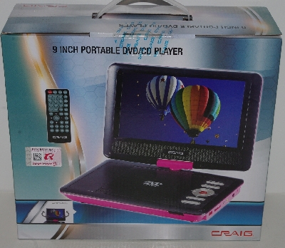+MBA #1515-0034  "Pink Craig 9" LCD Portable DVD Player W/ Swivel Screen & Accessories"