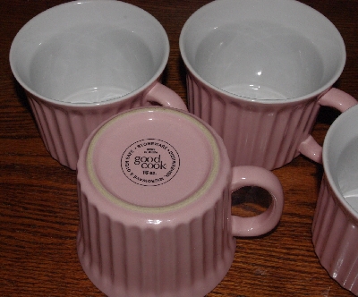 MBA #5611- "Set Of 4 Pink Good Cook 16oz Stoneware Mugs"