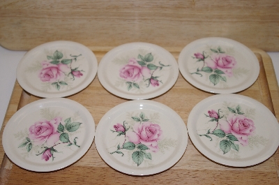 +MBA #9-280  7 Piece Pink Rose Ceramic Coaster Set