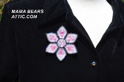 MBA #5612-363 "Pink & Clear Luster Bead Flower Brooch"