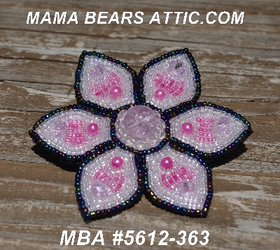 MBA #5612-363 "Pink & Clear Luster Bead Flower Brooch"