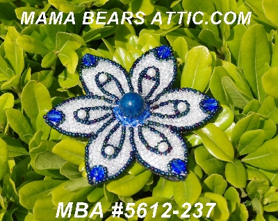 MBA #5612-237 "Blue & Clear Luster Bead Flower Brooch"