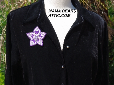 MBA #5612-0053 "Purple & White Bead Flower Brooch"