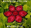 MBA #5612-138 "Red & Black Bead Flower Brooch"