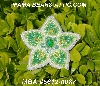 MBA #5612-0087  "Green & Pearl White Bead Flower Brooch"