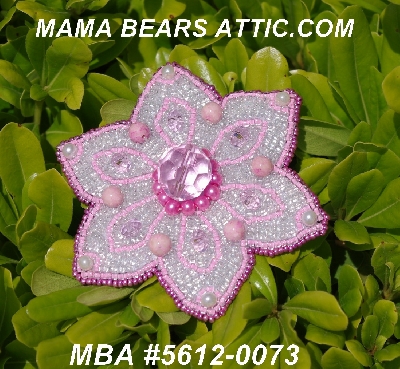 MBA #5612-0073 "Pink & Clear Luster Bead Flower Brooch"