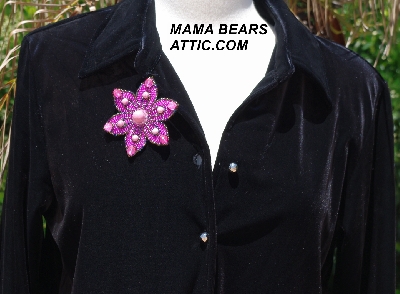 MBA #5612-239  "Pink Bead Flower Brooch"
