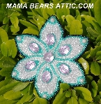 MBA #5612-0048 "Mint Green, Clear Luster & Pink Glass Bead Flower Brooch"