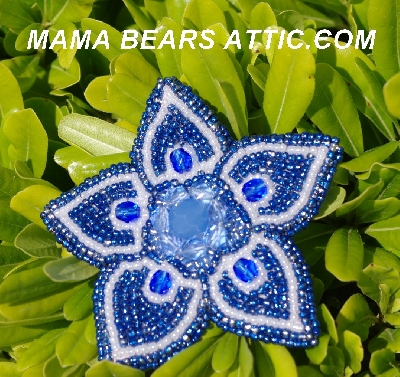 MBA #5612-118  "Blue Bead Flower Brooch"