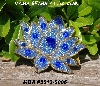 MBA #5613-0006  "Blue & Gold Glass Bead Flower Brooch"