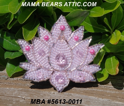 MBA #5613-0011  "Pink Glass Bead Flower Brooch"