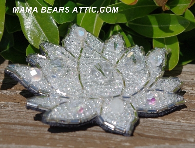 MBA #5613-0014  "Clear Crystal Glass Bead Flower Brooch"