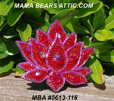 MBA #5613-116  "Pink & Red Glass Bead Flower Brooch"