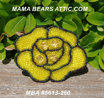 MBA #5613-260  "Yellow Glass Bead Rose Brooch"