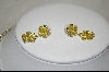 Sterling "Yellow" CZ Floral Necklace W/ Matching Pierced Earrings