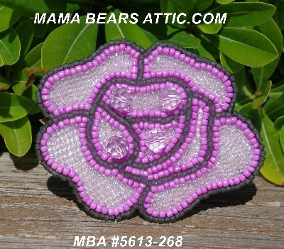 MBA #5613-268  "Pink Glass Bead Rose Brooch"
