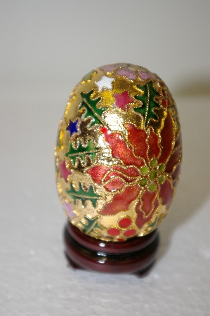 +MBA #11-197  1990's Cloisonne Red Poinsetta Egg