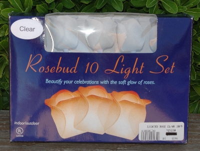 +MBA #5614-0015   "1990 GKI Bethlehem Lighting Strand Of 10 Clear Rosebuds"