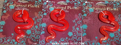 +MBA #5714-0043   "2008  Set Of (3) Blue Moon Enchanted Planet Red Snake Glass Pendants"