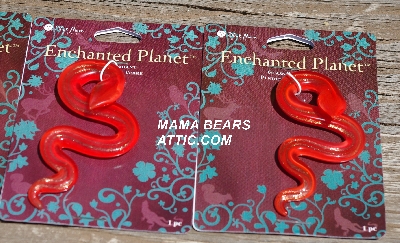 +MBA #5714-0043   "2008  Set Of (3) Blue Moon Enchanted Planet Red Snake Glass Pendants"