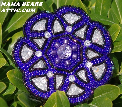 MBA #5614-0106  "Dk Purple & Clear Luster Glass Bead Brooch"