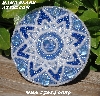 MBA #5614-0089  "Pearl White & Blue Glass Bead Round Brooch"