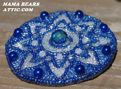 MBA #5614-0038   "Blue Glass Bead Round Brooch"